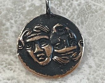 Sea Eagle and Dolphin Coin Pendant-Two Male Heads Coin-Castor and Pollux-Dioscuri