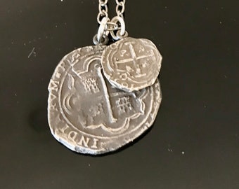 Atocha Coin Set-Large and Small Atocha Coin-Two Pieces Sterling Silver