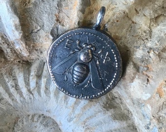 Ancient Bee Coin- Bee of Artemis-Artemis Coin Pendant-Bee and Deer Coin