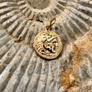 Alexander the Great Coin Pendant in 14K Solid Gold-Alexander Coin Pendant-