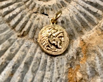 Alexander the Great Coin Pendant in 14K Solid Gold-Alexander Coin Pendant-