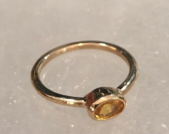Beautiful Yellow Sapphire Ring in 14K Solid Gold