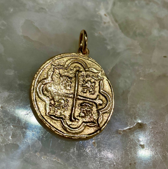 Solid Gold Atocha Coin Pendant in 14K 