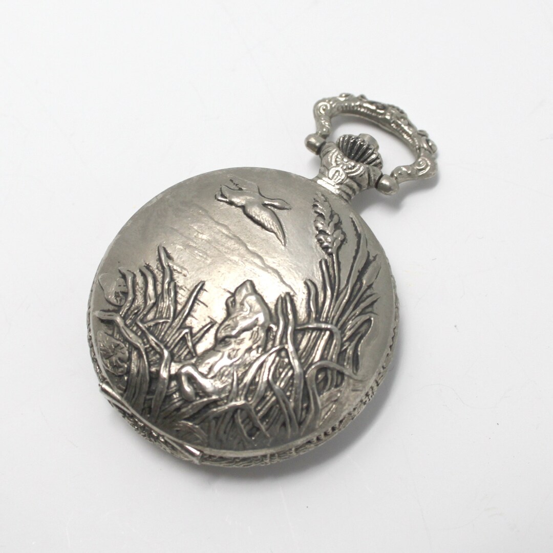Vintage Milan Duck Hunting Dog Pocket Watch Quartz Analog With Etsy