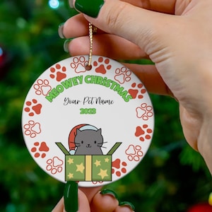 Custom Cat Ornament, British Shorthair Christmas Ornament, Meowy Christmas, Personalized  Christmas Ornament, 2023 Pet Ornament