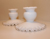 TWO - Fenton Silver Crest Pair of Candle Holders - Ruffled Edges