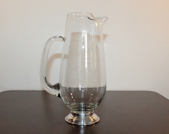 Tall Glass Cocktail Pitcher with Sterling Silver Base