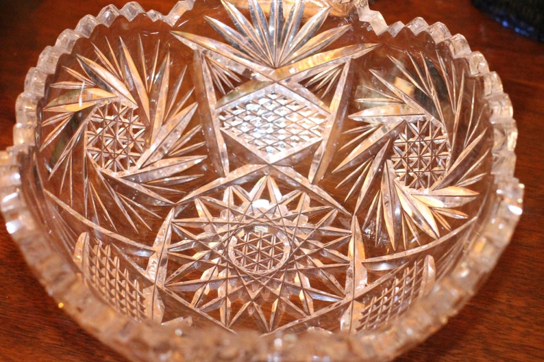Brilliant Cut Glass Crystal Bowl Pinwheel and Fan Pattern with Etsy