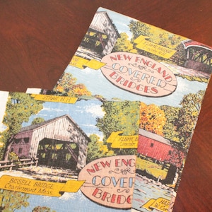 TWO – Set of Two Linen Tea Towels – New England Covered Bridges
