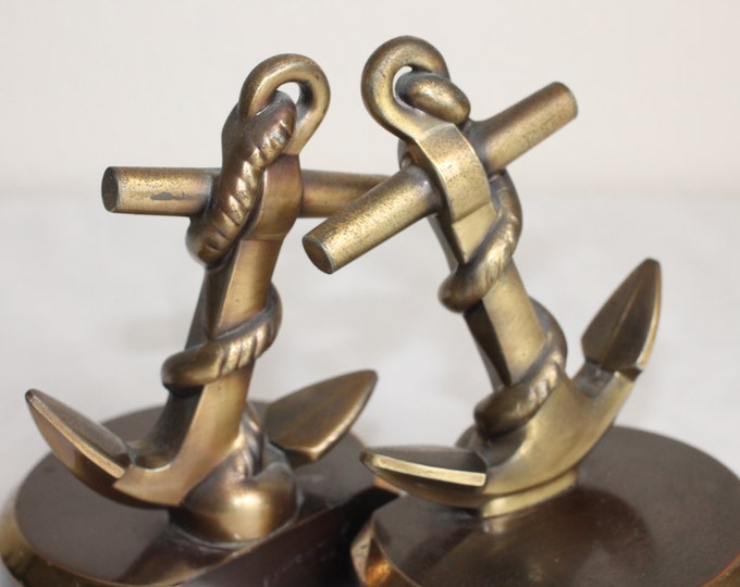 Brass Anchor Bookends Pair on Pedestal Base Etsy