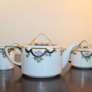 Handpainted Nippon Tea Set - Teapot Cream and Sugar