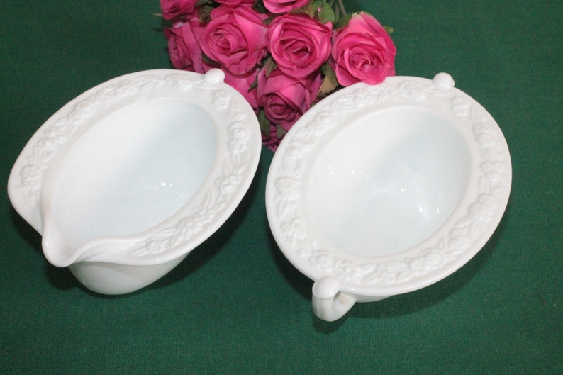 Anchor Hocking Vitrock Milk Glass Open Cream and Sugar | Etsy