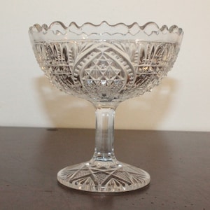 Small Clear Pressed Glass Pedestal Bowl or Compote