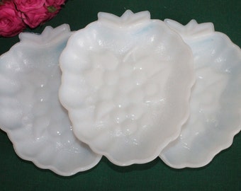 THREE - Set of Three Milk Glass Raspberry Appetizer Plates – Hazel Atlas Glass