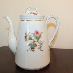 Haviland Limoges Coffee Pot with Lid – Antique Moss Rose Scottish Thistle (1876-1886)