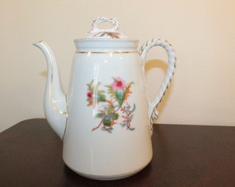 Haviland Limoges Coffee Pot with Lid – Antique Moss Rose Scottish Thistle (1876-1886)