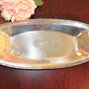 Rectangular Silver Plate Tray – Hand Hammered – Homan Manufacturing