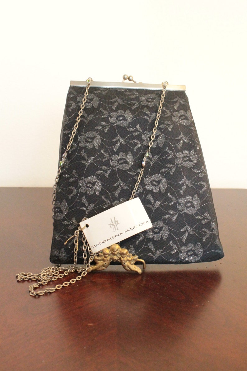 Maddalena Marconi Black and Silver Evening Bag Made in Italy - Etsy