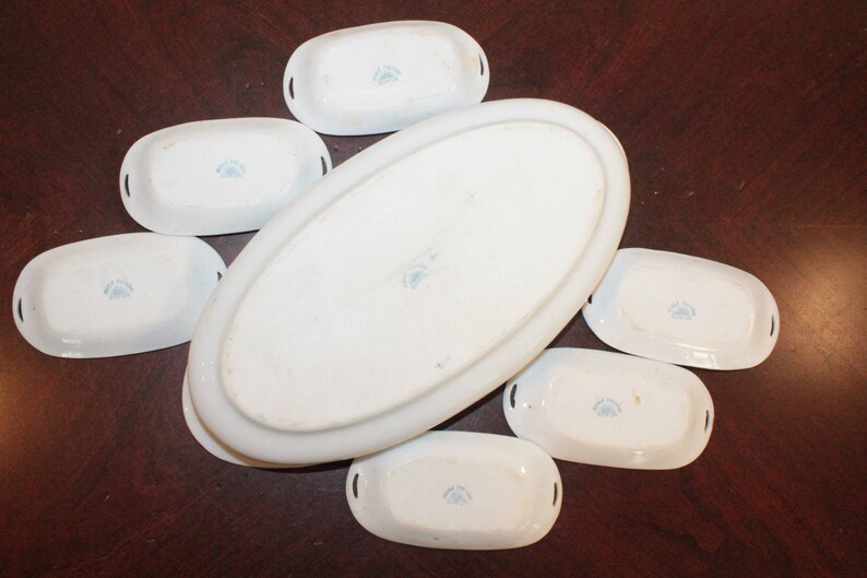 Hand Painted Nippon Celery Dish With Six Salt Cups White Etsy