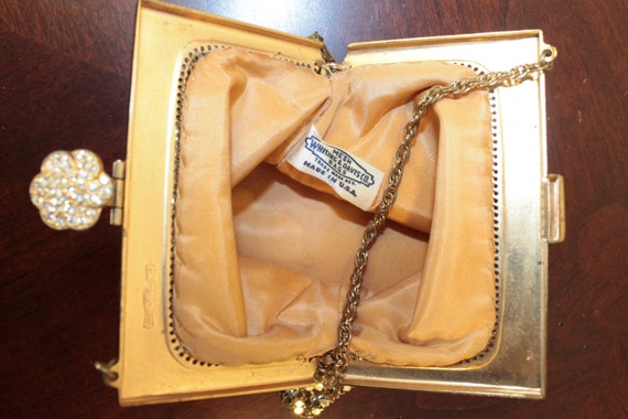 Vintage Whiting and Davis Gold Mesh Purse with Rh… - image 4
