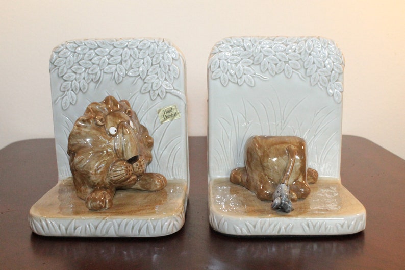 Lion and Mouse Ceramic Bookends by Quon Quon Japan Etsy