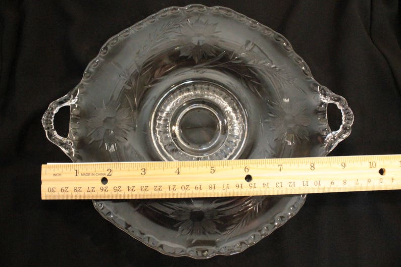 Small Etched Glass Plate With Handles Etsy