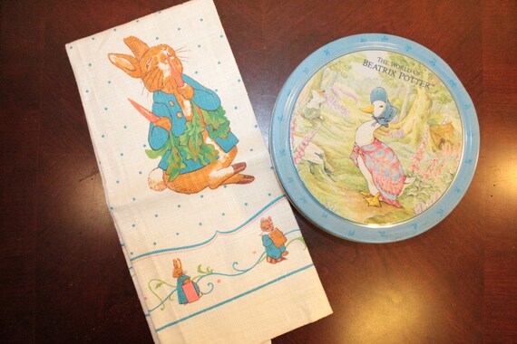 Peter Rabbit Linen Tea Towel the World of Beatrix Potter - Etsy