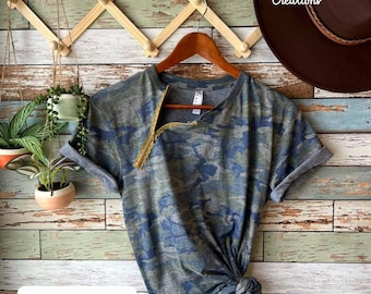 Camo Port Access Shirt: Zipper Tee for Toddler-Adult