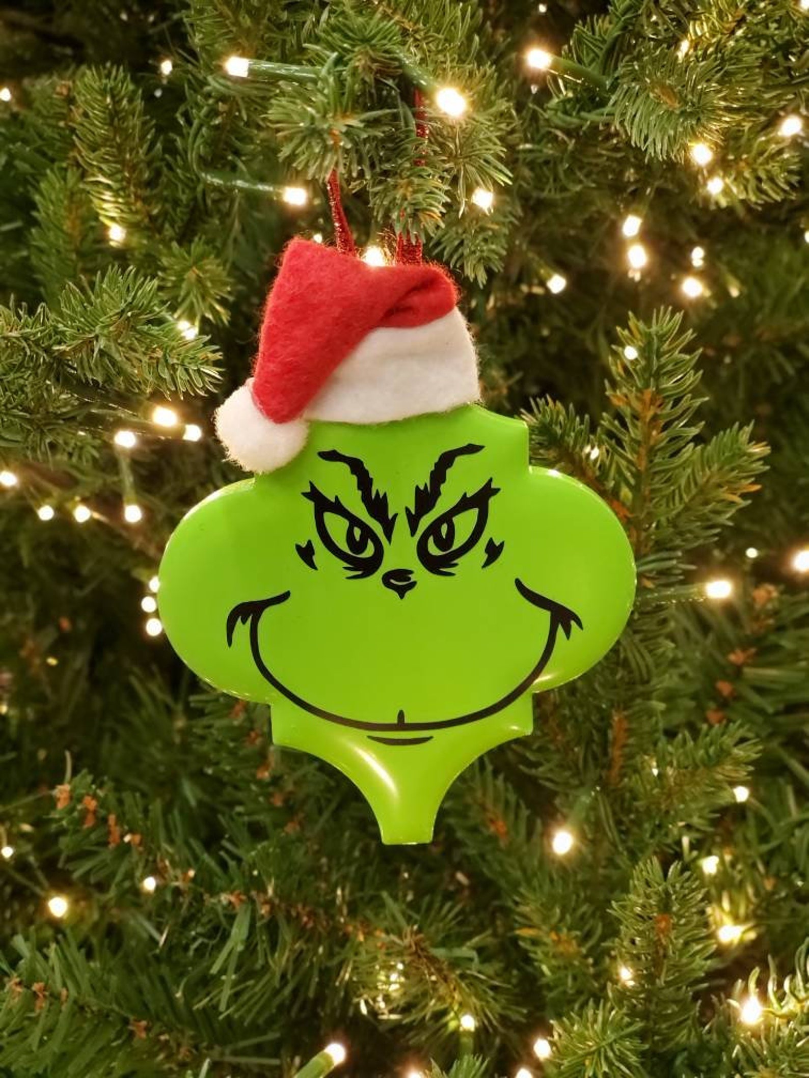 Christmas The Grinch Ornament-Ceramic Tile Ornament Green | Etsy