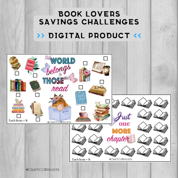 Book Lovers Savings Challenges | Digital Download | 2 Unique Printable Designs | Instant Download!