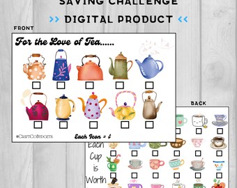 For the love of Tea Savings Challenges | LOW INCOME| Digital Download | 2 Unique Printable Designs | Instant Download!