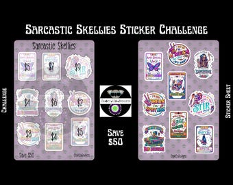 Sarcastic Skellies Sticker Savings Challenge | Low Income | Unique Stickers | Limited Qty