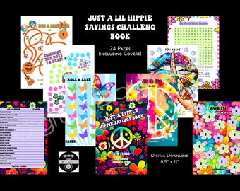 Just A Little Hippie Savings Book | Low Income | 21 Savings Challenges | Digital Download