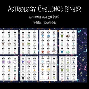 Pacchetto di carte aggiuntive per il gioco Astrology Savings Challenge / Download digitale / 72 carte + immagine di supporto!