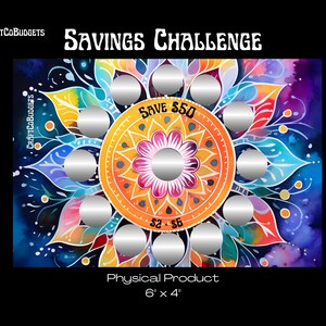 Sfida risparmio Mandala Sun Scratch Off / Monofacciale / Prodotto fisico / 6"x4" / Spedizione gratuita solo negli USA