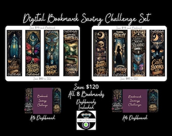 Bookmark Card Set | Savings Challenges | LOW INCOME| Digital Download | 8 Cards + Dashboard | Instant Download!