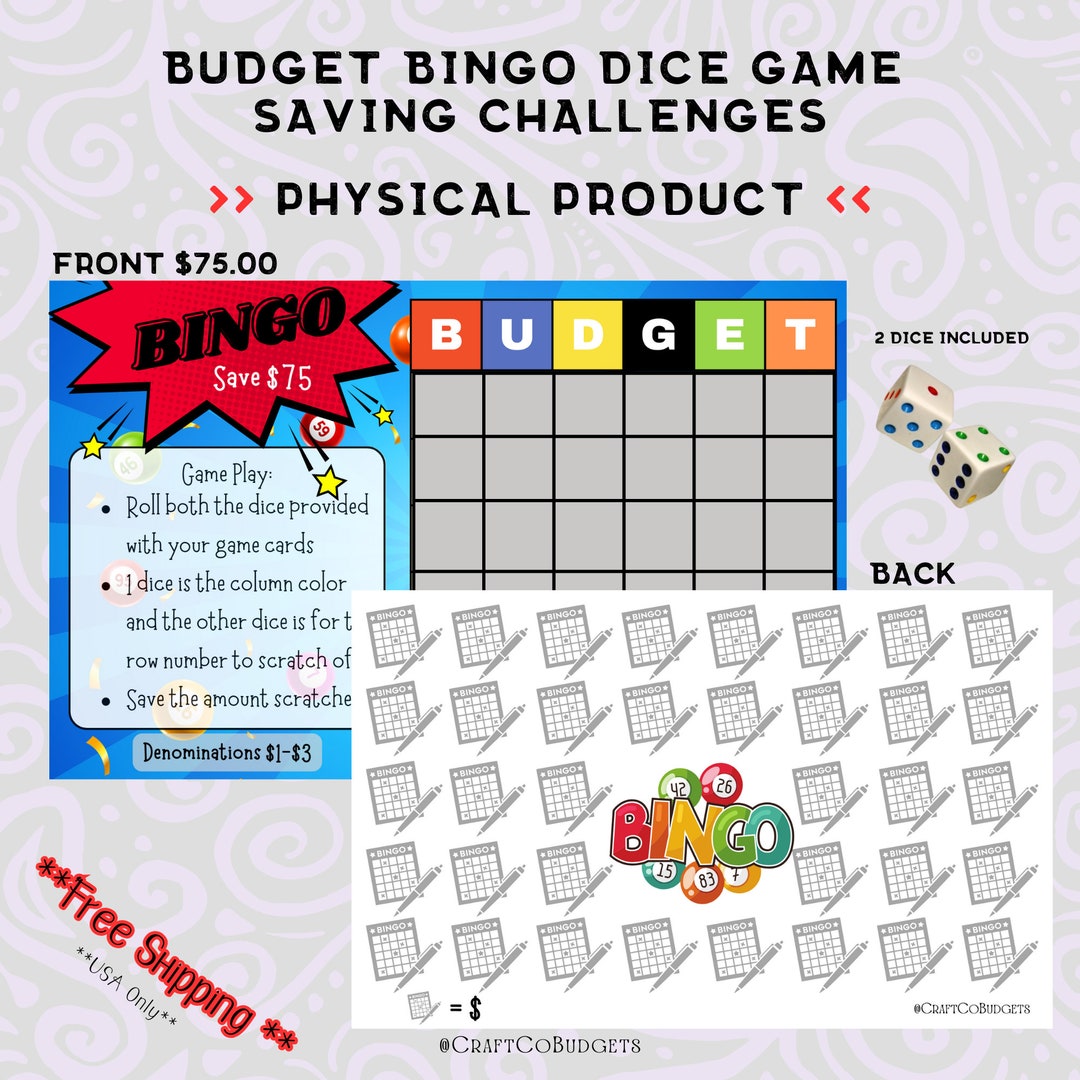 Budget Bingo Scratch off Savings Challenge Physical Product 6 X 4 Card BONUS CHALLENGE Free
