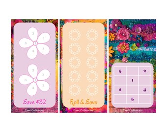 A6 & Tiny Floral Art Saving Challenges | Digital Download | 3xA6 Printable Designs | 6 Tiny Printable Designs |Instant Download | Low Income