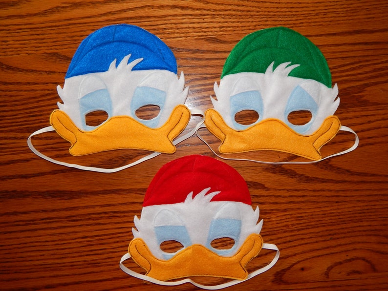 Inspired By Huey Dewey And Louie Duck Felt Mask Costume Etsy