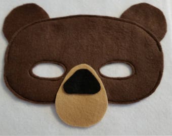 Brown Bear Felt Mask - Costume Accessory - Any size available
