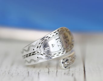 Sterling Silver Spoon Ring Made Out Of Antique Spoon 925 Any Size!