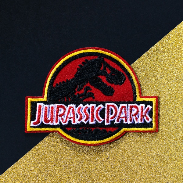 Patch brodé thermocollant Logo Jurassic Park / Insigne parc dinosaure / Iron On Embroidered Patch