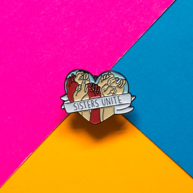 Pin's Sisters Unite sorority feminist heart / sorority unity feminist heart / hard enamel pin badge pin image 3