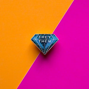 Pin's diamond Non-binary They Them / non-binary gender fluid queer diamond / hard enamel pine badge pin