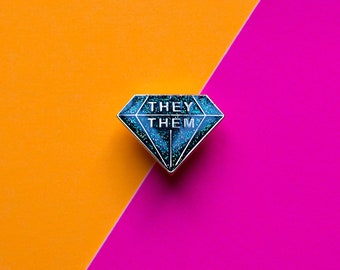 Pin's diamant Non-binaire They Them / non-binary gender fluid queer diamond / hard enamel pin badge épingle