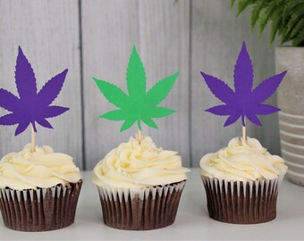 50 Weed Leaf Marijuana 420 Cannabis Party Food Drink Picks Birthday Cake Toppers
