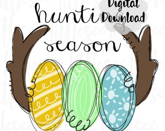 Easter Egg Hunt, Hunting Season, Easter Download, Easter Egg Clipart, Print and Cut Files, Easter Watercolor Sublimation Download, PNG