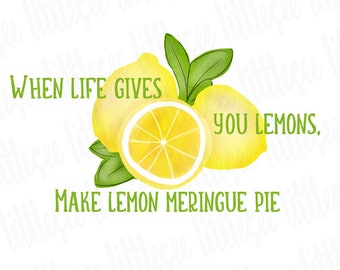 Watercolor Make Lemon Meringue Pie, Lemons PNG, Hand Drawn, Commercial Use, Digital Download, Print and Cut Design, Sublimation Design