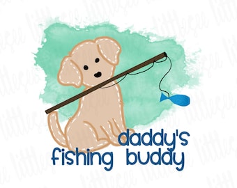 Hand Drawn Daddy's Fishing Buddy, Father's Day Download, Commercial Use, Doodle Fishing, Printable Summer Clipart, Commercial License