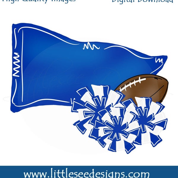 Watercolor Blue and White Sports Banner PNG, Kentucky Football and Basketball Clipart for Digital Download, Sublimation, and Printables
